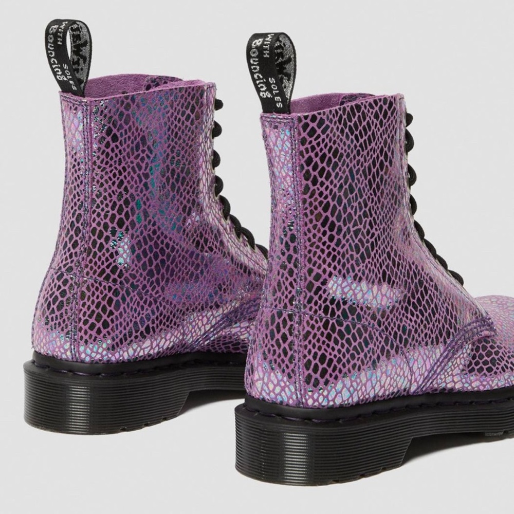 🇬🇧DR. MARTENS 1460 Pascal Purple Snake Metallic Suede Boots - Picture 6 of 16